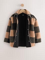 Black/Tan Buffalo Borg Fleece Check Shacket (3-16yrs) - Image 2 of 5
