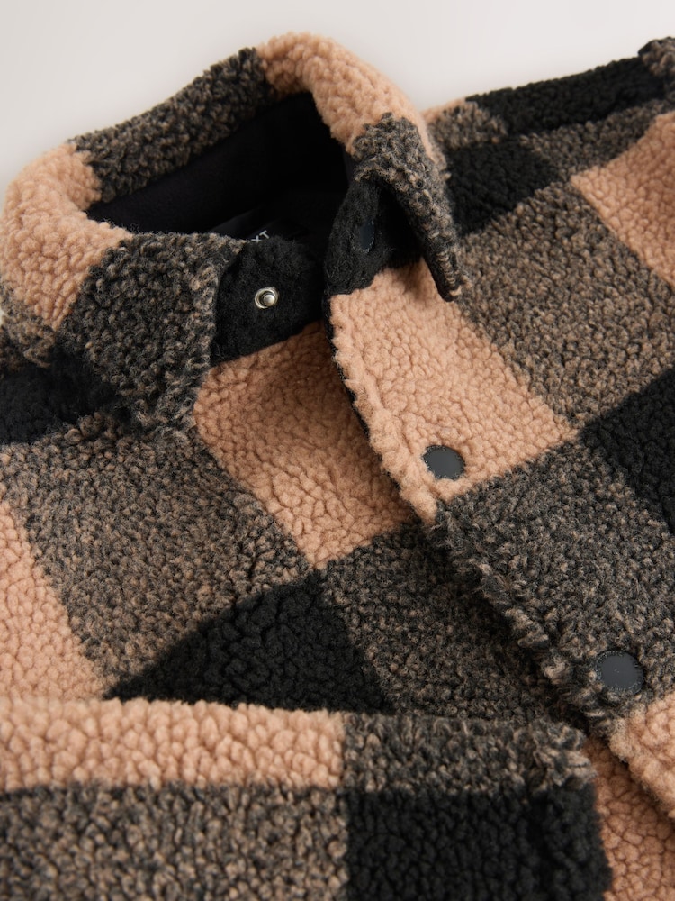 Black/Tan Buffalo Borg Fleece Check Shacket (3-16yrs) - Image 5 of 5
