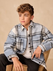 Blue Check Lined Shacket (3-16yrs) - Image 1 of 4