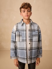 Blue Check Lined Shacket (3-16yrs) - Image 2 of 4