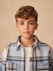 Blue Check Lined Shacket (3-16yrs) - Image 4 of 4