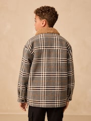 Grey Check Borg Collar Lined Shacket (3-16yrs) - Image 3 of 9