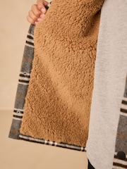Grey Check Borg Collar Lined Shacket (3-16yrs) - Image 4 of 9