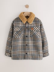 Grey Check Borg Collar Lined Shacket (3-16yrs) - Image 5 of 9