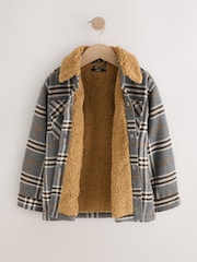 Grey Check Borg Collar Lined Shacket (3-16yrs) - Image 6 of 9