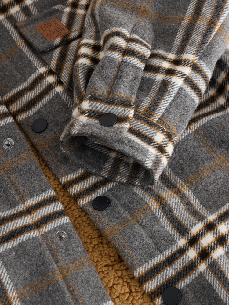 Grey Check Borg Collar Lined Shacket (3-16yrs) - Image 9 of 9
