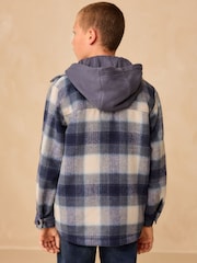 Navy Blue Borg Lined Hooded Check Shacket (3-16yrs) - Image 2 of 10