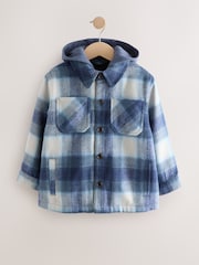 Navy Blue Borg Lined Hooded Check Shacket (3-16yrs) - Image 4 of 10