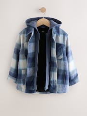 Navy Blue Borg Lined Hooded Check Shacket (3-16yrs) - Image 5 of 10