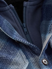 Navy Blue Borg Lined Hooded Check Shacket (3-16yrs) - Image 9 of 10