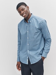 Indigo Blue Long Sleeve Check Oxford Shirt - Image 1 of 8