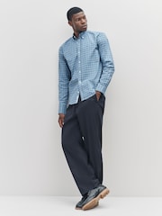 Indigo Blue Long Sleeve Check Oxford Shirt - Image 2 of 8