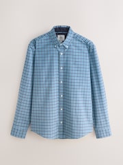 Indigo Blue Long Sleeve Check Oxford Shirt - Image 6 of 8