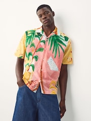 Розовый - Alec Cummings Printed Short Sleeve Shirt - Изображение 1 из 7