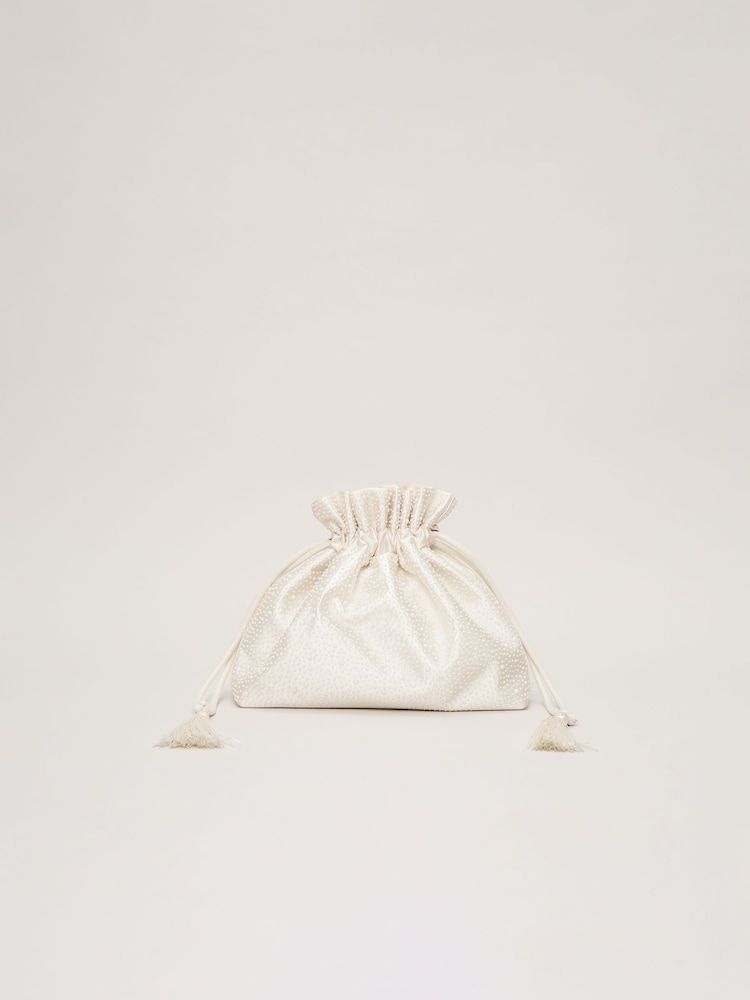 Phase Eight White Pearl Drawstring Clutch - Image 1 of 7