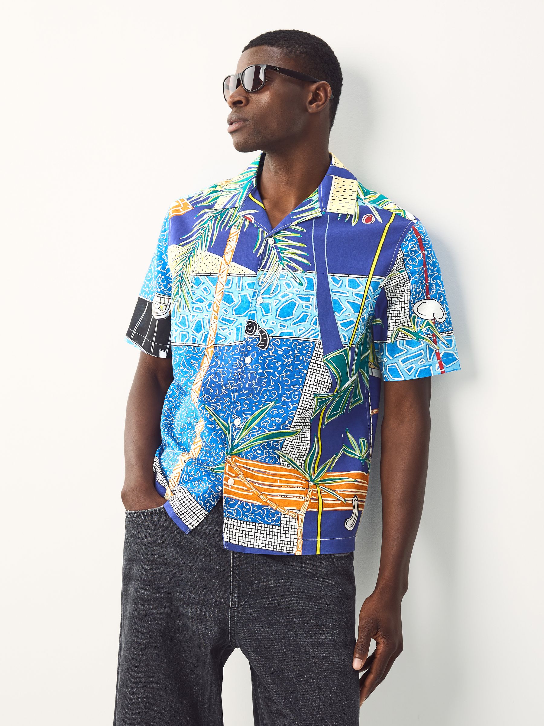 Cobalt Blue Alec Cummings Printed Short Sleeve Shirt