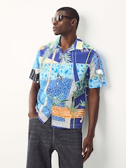 Синий кобальт - Alec Cummings Printed Short Sleeve Shirt - Изображение 1 из 8