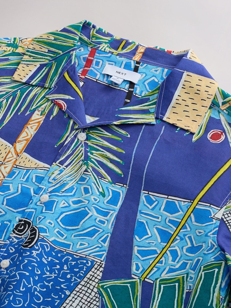 Синий кобальт - Alec Cummings Printed Short Sleeve Shirt - Изображение 2 из 8