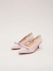 Phase Eight Pink Bow Kitten Heel Court Shoes - Imagen 1 de 9
