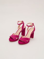 Phase Eight Pink Pink Suede Stitch Platform Sandals - Image 4 of 7