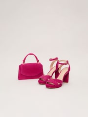 Phase Eight Pink Pink Suede Stitch Platform Sandals - Image 5 of 7
