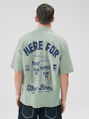 Grey Brewdog Printed Short Sleeve Shirt with Cuban Collar - Image 1 of 8