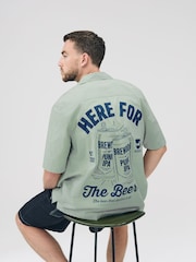 Grey Brewdog Printed Short Sleeve Shirt with Cuban Collar - Image 4 of 8