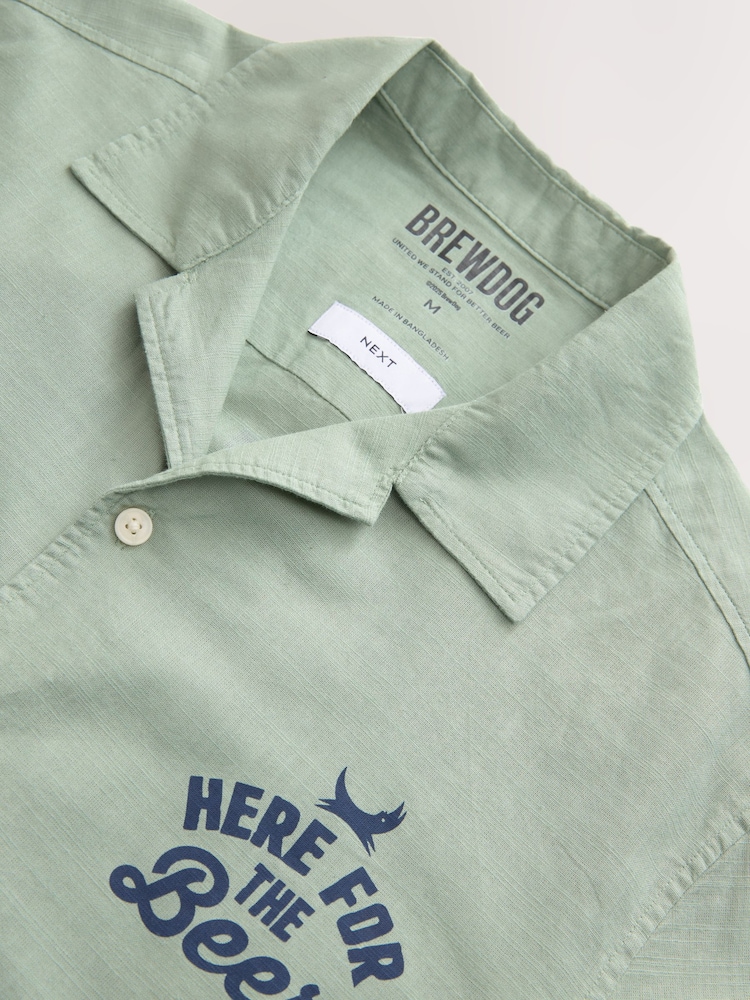 Grey Brewdog Printed Short Sleeve Shirt with Cuban Collar - Image 8 of 8