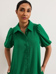 Phase Eight Green Petite Candice Scallop Dress - Image 4 of 6