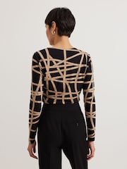 Phase Eight Black Lilah Asymmetric Ribbon Print Top - Image 2 of 6