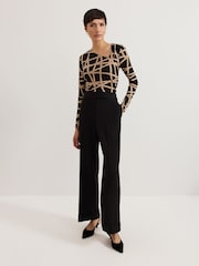 Phase Eight Black Lilah Asymmetric Ribbon Print Top - Image 3 of 6