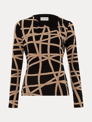 Phase Eight Black Lilah Asymmetric Ribbon Print Top - Image 6 of 6