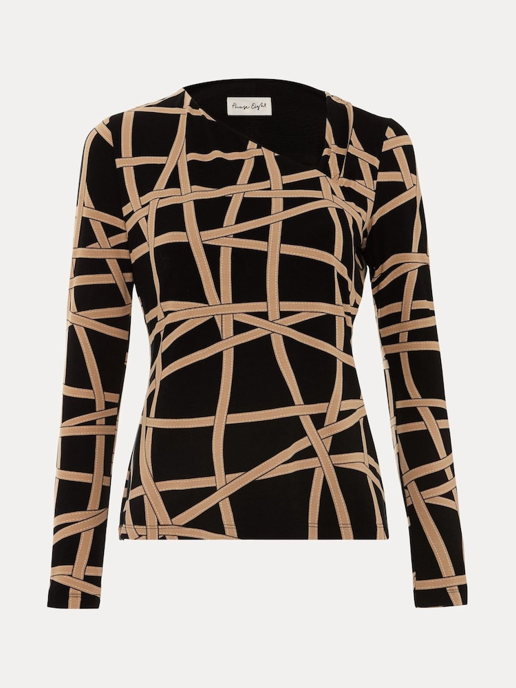 Phase Eight Black Lilah Asymmetric Ribbon Print Top - Image 6 of 6
