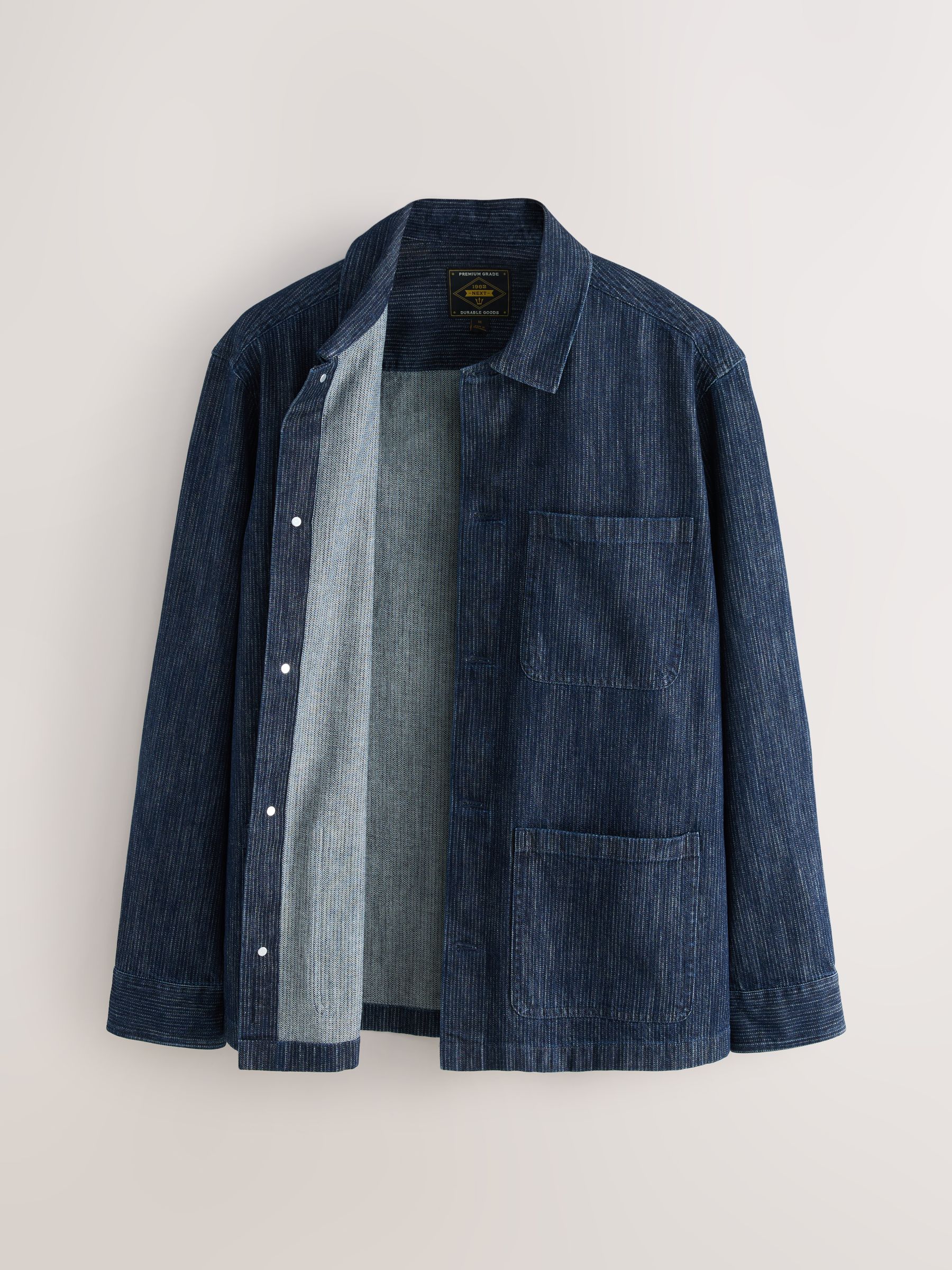 Buy Indigo Blue 100% Cotton Stripe Chore Shacket Overshirt from