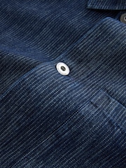 Indigo Blue 100% Cotton Stripe Chore Shacket Overshirt - Image 8 of 9