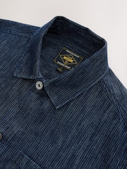 Indigo Blue 100% Cotton Stripe Chore Shacket Overshirt - Image 9 of 9
