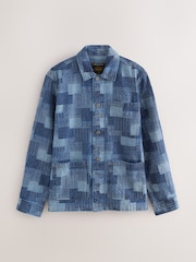 Синий деним - Patchwork Denim Shacket - Изображение 1 из 3