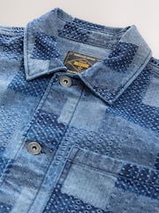 Синий деним - Patchwork Denim Shacket - Изображение 3 из 3