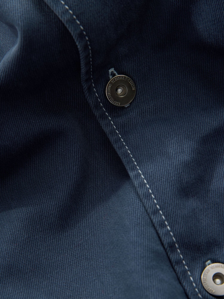 Navy Blue Canvas Shacket Overshirt - Image 8 of 8 Navy Blue Canvas Shacket Overshirt - Image 8 of 8
