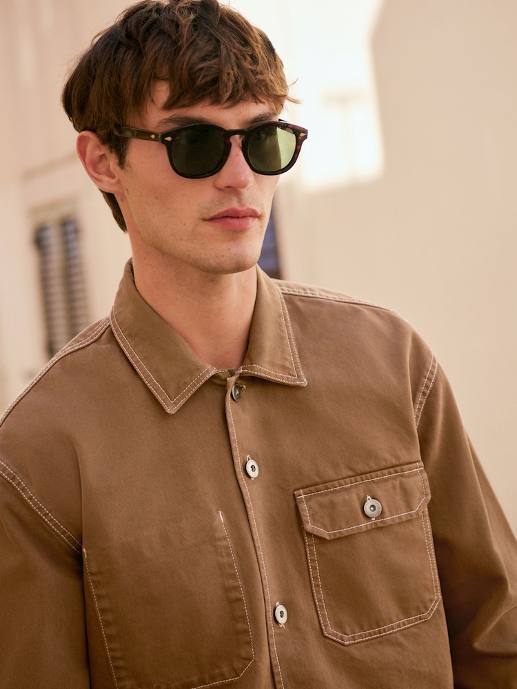 Acheter Marron camel Surchemise en toile avec veste-chemise from