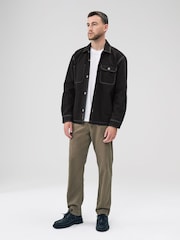 Schwarz - Canvas Shacket Overshirt - Bild 2 von 8