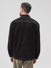 Schwarz - Canvas Shacket Overshirt - Bild 3 von 8