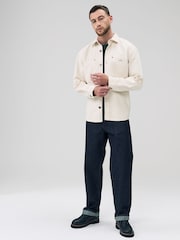 Ecru Twin Pocket Canvas Shacket Overshirt - Image 2 of 8