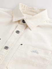 Ecru Twin Pocket Canvas Shacket Overshirt - Image 8 of 8