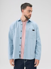 Light Blue Twin Pocket Canvas Shacket Overshirt - Image 1 of 8