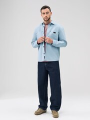 Light Blue Twin Pocket Canvas Shacket Overshirt - Image 2 of 8