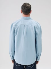 Light Blue Twin Pocket Canvas Shacket Overshirt - Image 3 of 8