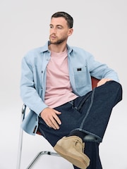 Light Blue Twin Pocket Canvas Shacket Overshirt - Image 4 of 8