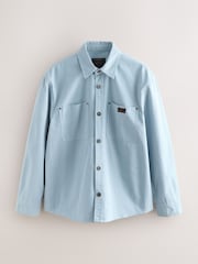Light Blue Twin Pocket Canvas Shacket Overshirt - Image 6 of 8