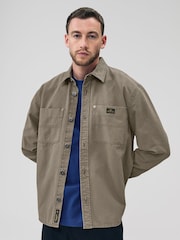 Khaki Green Twin Pocket Canvas Shacket Overshirt - Image 1 of 8